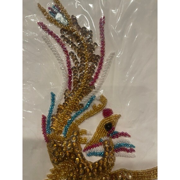 1 Sequin Embroidered Floral Bird Shaped appliqué - Picture 4 of 7